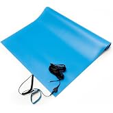 Bertech ESD Anti-Static Table Mat Kit, 18 in. x 30 in., Blue, Includes an ESD Wrist Strap and ESD Grounding Cord, Made in USA