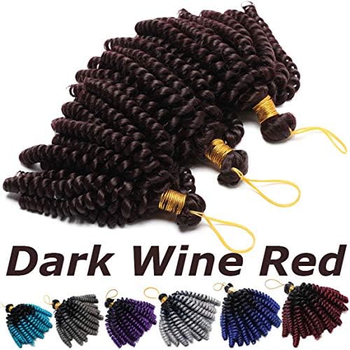 6 inch Ombre Jumpy Wand Curl Braids Hair Extensions JAMAICAN BOUNCE Braiding Hair Crochet 20 Strands 3 packs Wine Red