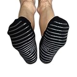 Non Slip Socks, Black (Grey Grippy Lines) - Size M/L