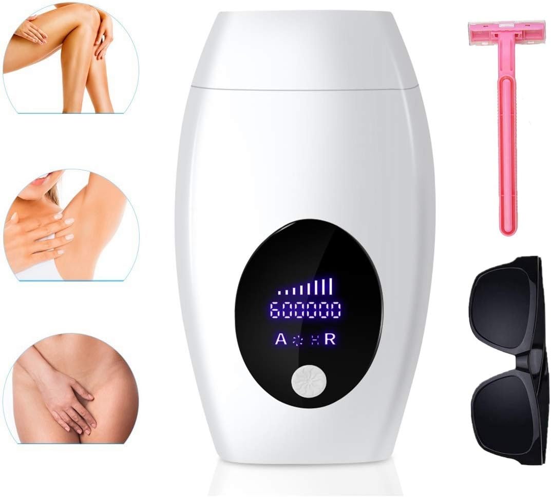 IPL Hair Removal System for Women, 600,000 Flashes Hair Remover Device Permanent and Painless Remove Unwanted Facial Armpit Bikini Leg Body Hair Home Use (White)