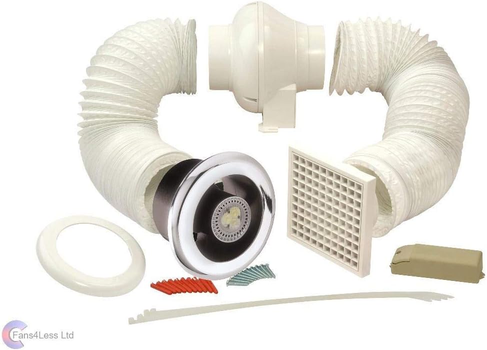 Manrose Complete Bathroom Shower Inline Light Extractor Fan Centrifugal