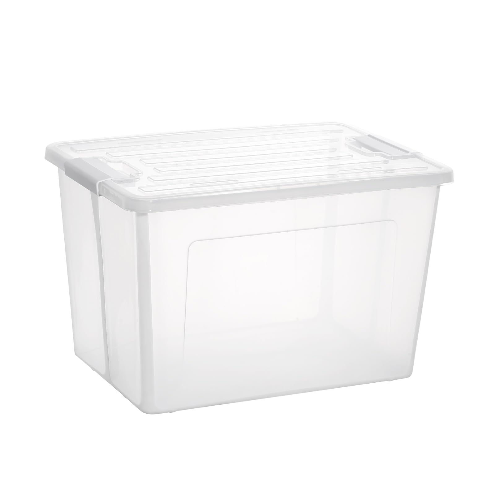 Photo 1 of Uyorm 56 Quart Ultra Latch Box Large Storage Bins Waterproof Utility Tote Organizing Container Box with Buckle Lid Collapsible Clear Plastic Storage Box for Clothes and Bedding Transparent