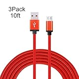 Frieso 3Pack 10ft Premium Micro USB Charging Cable High Speed Extra Long USB Charger for Android,Samsung,Nexus, HTC, Motorola, Nokia,HUAWEI and More.