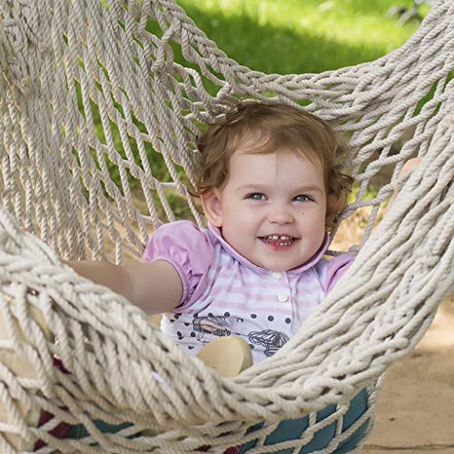 E EVERKING Hanging Rope Mesh Hammock Chair Swing, Cotton Rope Mayan Hammock Chair, Netted Hanging Chair Swing Seat for Outdoor Indoor Yard Bedroom Patio Porch, 300lbs Weight Capacity