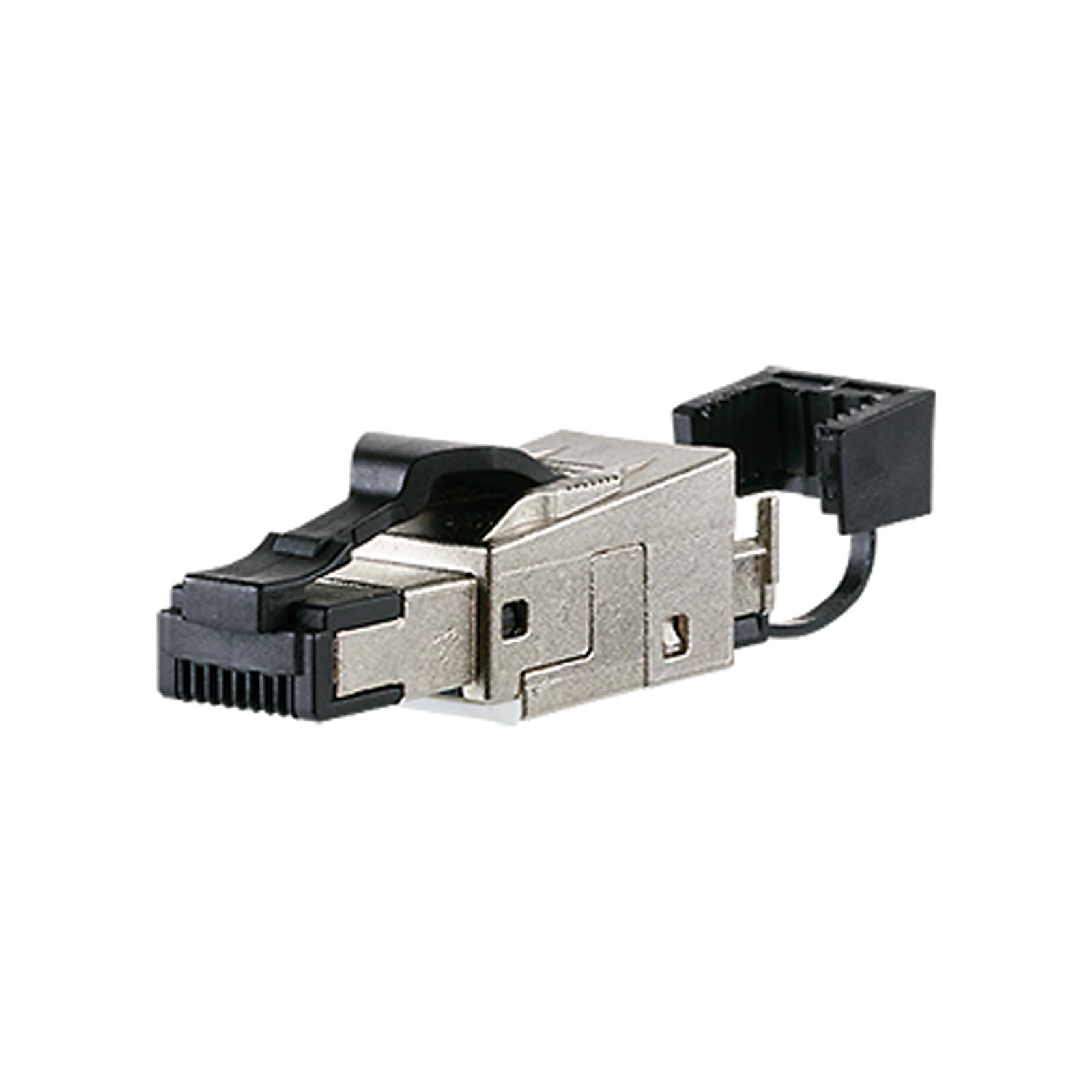 Metz CONNECT 130E405032-E Wire Connector RJ-45 Black/Silver Wire Connectors (RJ-45, Black, Silver, IP20, 50 V, 1 A, 49.8 x 13.8 x 16.5 mm)