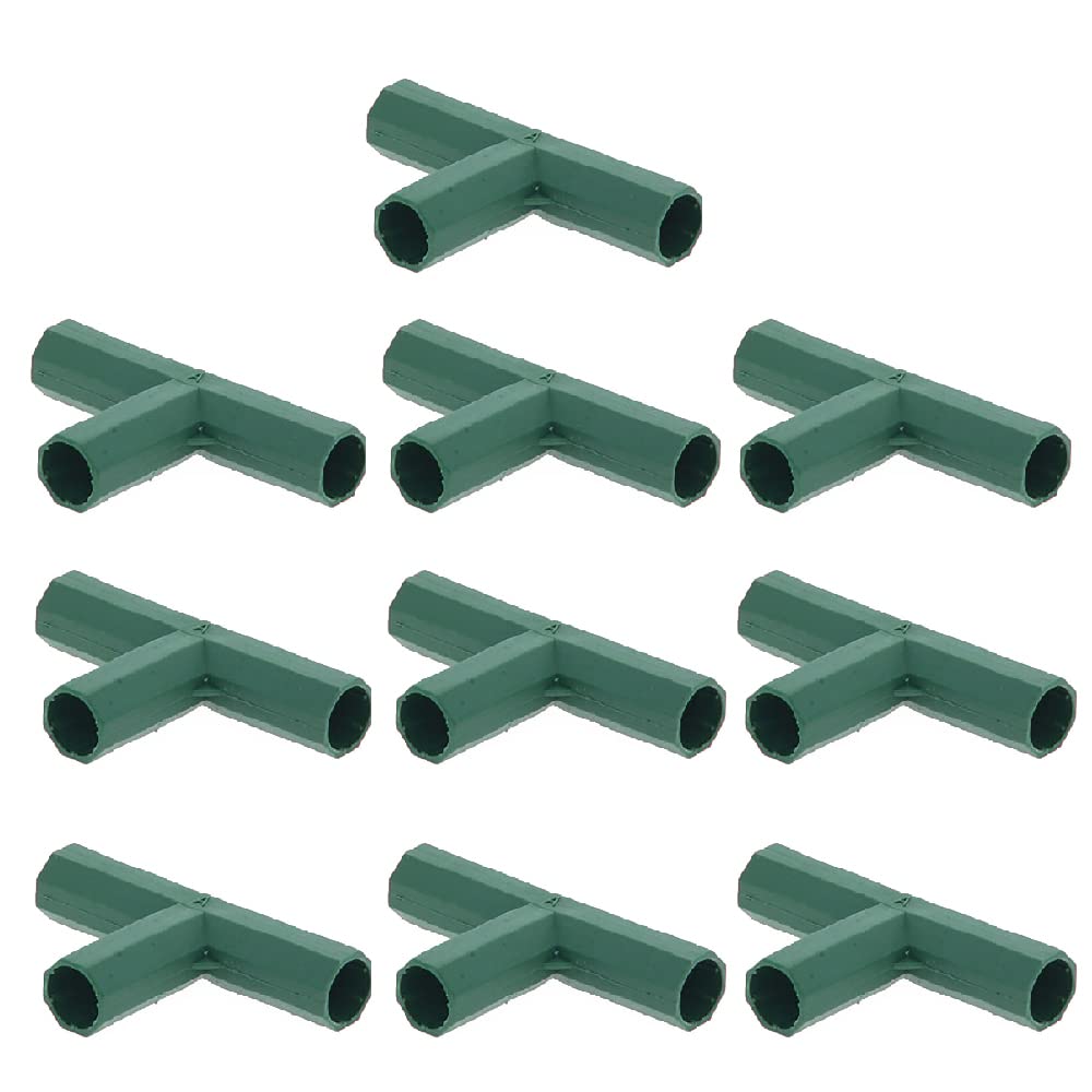 TopHomer 10 Pcs Greenhouse Frame Connector, 16mm Flat 3 Way Garden Framework Cages Corner Connectors for Grape Trellis Sunscreen Shed Gardening