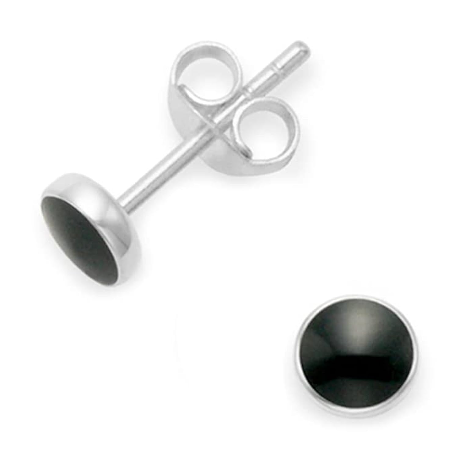 Heather Needham Sterling Silver Onyx Earrings - Silver Round black Onyx Stud Earrings - SIZE: 8mm Gift boxed black Onyx silver earrings. 5778ON