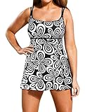 Baifern Women's 1 Piece Spaghetti Strap Dot Floral Print Swimsuit Plus Size
