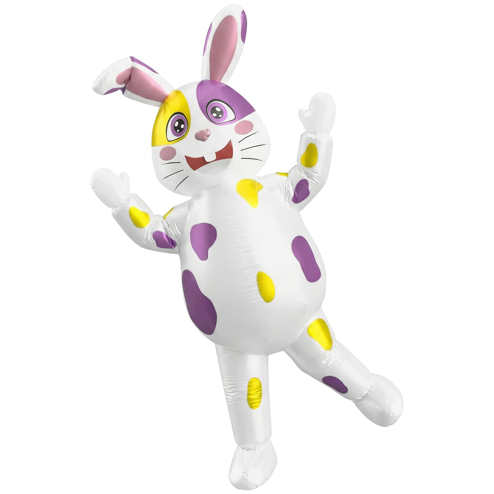Cuercary Inflatable Easter Bunny Costume,Funny Party Mascot Costume,Unisex Fancy Dress for Adults,Suitable for Easter-Themed Parties and Stage Performances. (White)