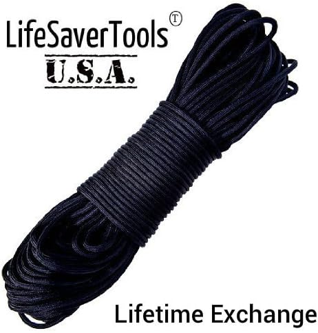 Lifetime Exchange... 850 Black Paracord 100 Feet. Test Strength @ 857.8 Stronger than 550 Paracord or 750 Paracord. Mold Mildew & UV Resistant Made in the USA By a Certified Military Contractor