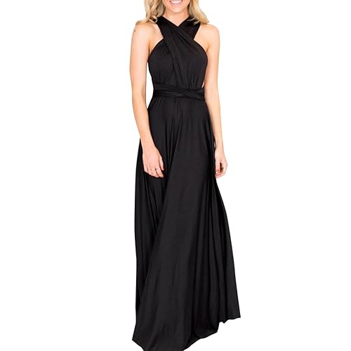 OBEEII Bridesmaid Dress for Womens Infinity Dress Wedding Convertible Multi  Way Dress Twist Wrap Long Dress Elegant Cocktail Party Evening Prom Grown  Black Medium in Dubai - UAE | Whizz Formal