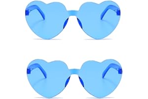 ALVOGIMOR 2 Pack Heart Shape Sunglasses,Colorful Rimless Sunglasses Transparent Heart Glasses Candy Color Eyewear