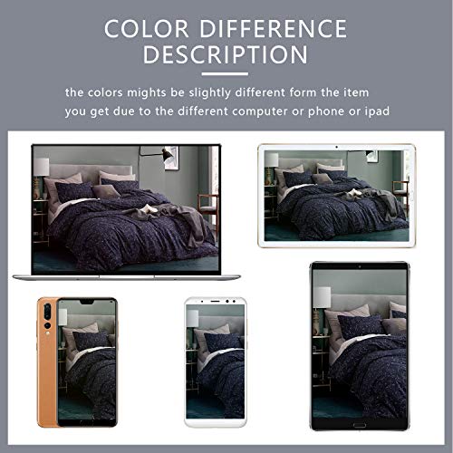 ECOCOTT 3 Pieces Duvet Cover Set Queen 100% Natural Cotton 1 Duvet Cover 2 Pillowcases,Navy and Cosmic Constellation Reversible Printed Pattern Soft Cozy Luxury Breathable and Durable Bedding Set