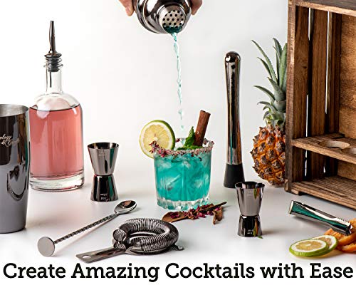 Mixology & Craft Cocktail Shaker Set 11-tlg. - Cocktail Set aus Edelstahl mit Bar Zubehör - Schwarz – Bild 4