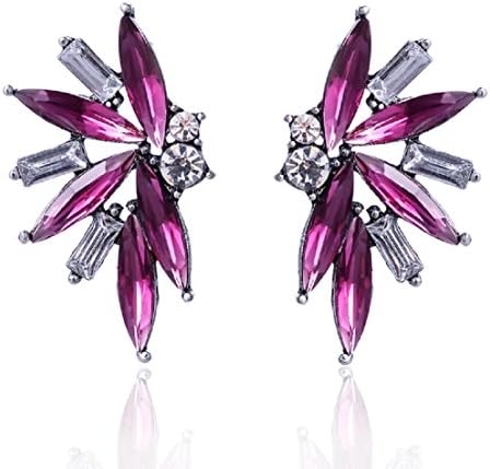 Glitz Stylish Party Wear Silver Plated Crystal Opal Stone Angle Wings Stud Earrings for Women