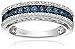 Jewelili Sterling Silver 1/10 Cttw Natural Miracle Plated Blue and White Round Diamond Anniversary Ring