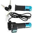 Electric Twist Throttle Grips, Electric Scooter Three Speed Throttle Handlebar, LED Battery Voltage Display Electric Bike Throttle Accelerator Aluminium Speed Control
