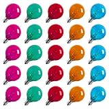 25-Pack Multicolor G40 Christmas Replacement Light Bulbs, UL Listed 5-Watt E12 C7 Candelabra Base Glass Bulbs with Transparent Coating, Easily Screw in Strings Spools Strands