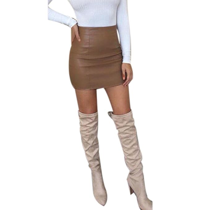 Ba Zha Hei röcke Damen Bandge Leder Hohe Taille Bleistift Bodycon Hip Short Mini Rock Minirock Damen schwarz Mini Freizeit St