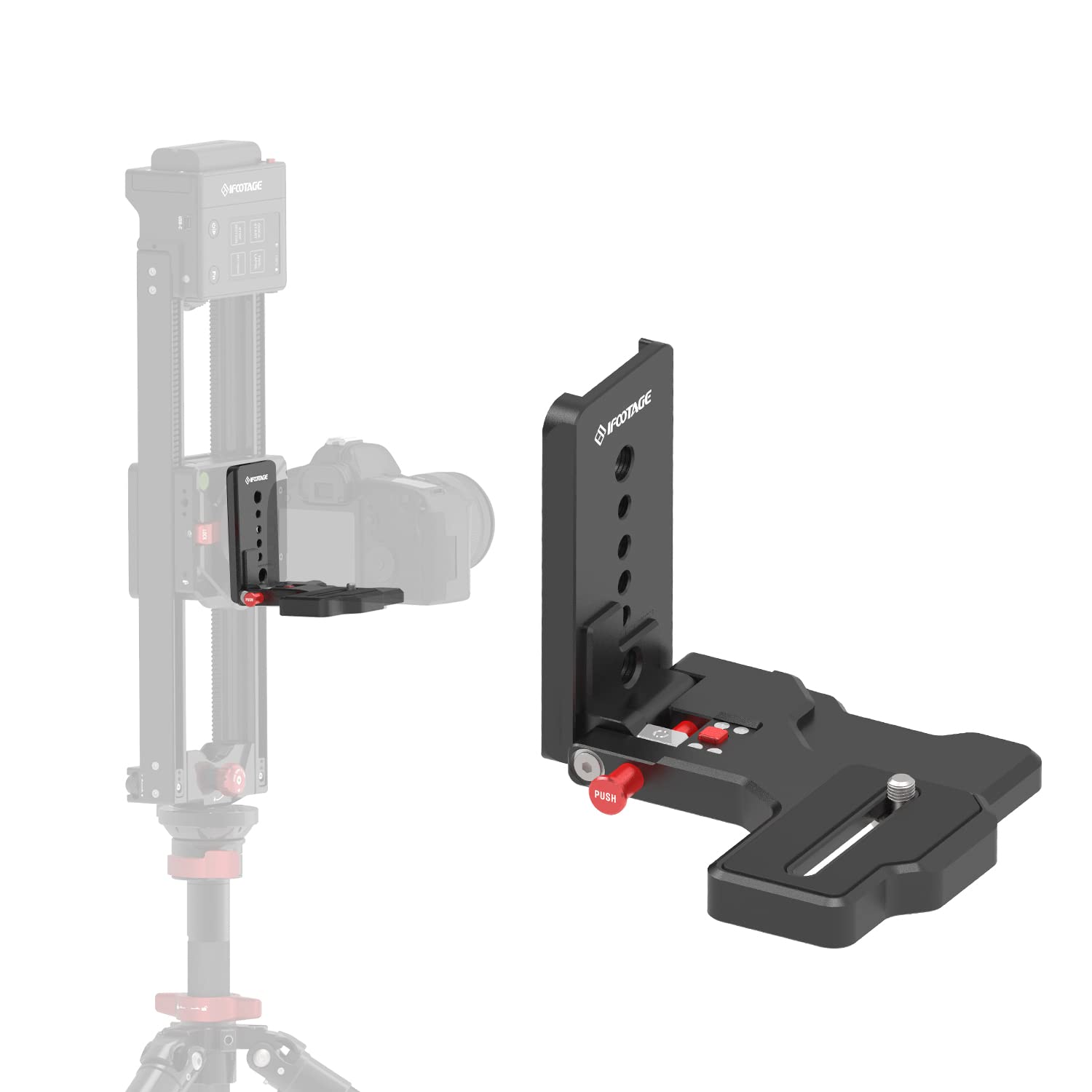 IFOOTAGE L Shape Quick Release Plate L-Shaped Quick Release Plate Accessory for Camera Sliding Rail Horizontal and Vertical Recording Modes Multi-Angle Tilt
