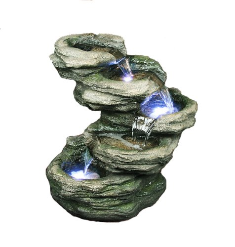 Hi-Line Gift Ltd Rocks 4-Level Fountain with LED Light