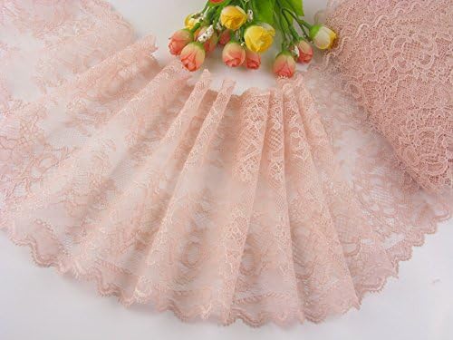 Elastic Lace Trim Spandex 10 Yards Soft Delicate Lace Trim For DIY/Doll dress/Wedding Sewing (7 inch, Light Peach)