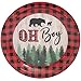 80-Pack Oh Boy Lumberjack Buffalo Plaid Baby Shower Party Paper Plates 7 inches for Cake Dessert