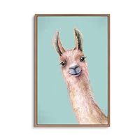 Framed Canvas Wall Art Cute Alpaca Canvas Prints Home Artwork Decoration for Living Room,Bedroom - 16x24 inches
