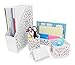 EasyPAG Desk Organizer Set - Pencil Holder Letter Sorter File Holder Business Card Holder and Sticky Note Holder, White