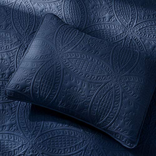 VEEYOO Bedspread Quilt Set King/Cal King Size - Soft Microfiber Lightweight Coverlet Quilt Set for All Season, Quilt Set 3 Piece (1 Quilt, 2 Pillow Shams), Blue - Thumbnail 6