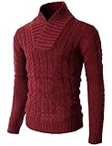 H2H Mens Casual Shawl Collar Twist Knitted Thermal Pullover Sweater