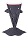 FEESHOW Handcrafted Mermaid Tail Living Room Blanket Soft Cozy Crochet Knitted Sofa Couch Throw Bedroom Sleeping Bag for Adult Kids Teens Children (Gray Shark, 4-8 Years)