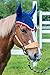 Intrepid International All Crochet Fly Veil with Ears, Navy/Silver, Horse Size