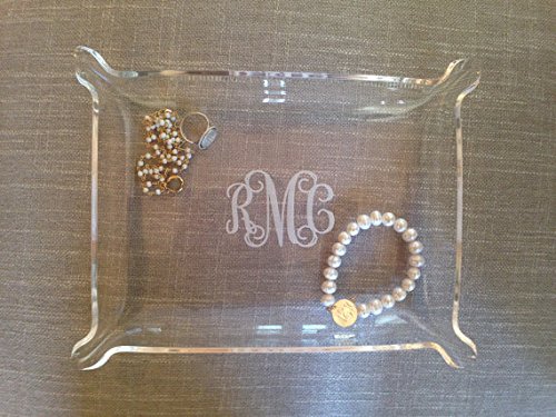Personalized Monogram Acrylic Jewelry Tray - Custom 6x8 Inch Organizer for Rings & Trinkets by The Personal Exchange