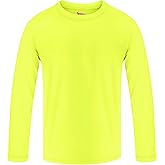 Boys Rash Guard Swim Shirt UPF 50+ Sun Shirt Kids Long Sleeve Swimwear Quick Dry Fit Fishing Water Beach Shirts for Girls Neon Yellow 7-8Y