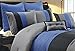8 Piece Luxury Bedding Regatta comforter set Navy Blue / Grey / Black Queen Size Bedding 94