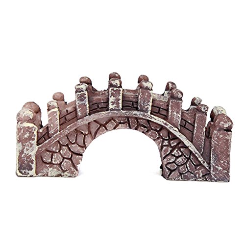 BARGAIN HOUSE Miniature Bridge Bridge Ornament Miniature Fairy Garden Dollhouse Garden Decor Dollhouse Decoration Suitable for succulents and various other decorative fence potted dark red