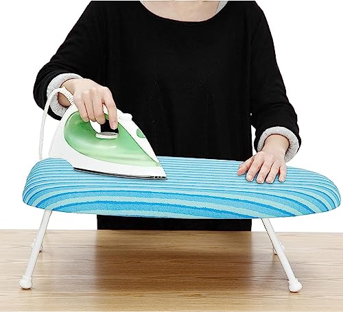 STORAGEIDEAS 24x14in Tabletop Small Ironing Board with Foldable Legs, Portable Iron Board with Extra Wide Countertop, Mini Ironing Board for Sewing, Craft Room, Dorm, Small Spaces, RV, Travel, Blue
