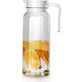 Acrylic Pitcher 37 oz, OEH Unbreakable Clear Plastic Pitcher with Lid, BPA-Free, Heat-Resistant Small Plastic Water Pitcher for Tea, Sangria, Lemonade, Juice, Milk, Octagonal