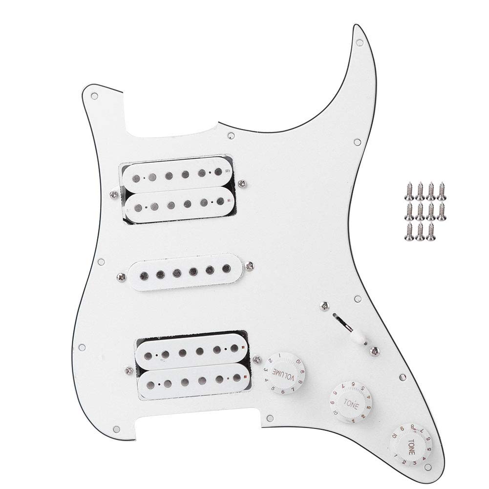 Keenso Electric Guitar Pickguard, Strat Pickguard, Pre-Wired HSH Pickup, White, for Electric Guitar Players, Stage Performances, Music Producers, Rock, Blues, Pop