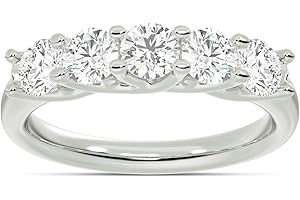 LA JOYA Lab Grown Five Stone Diamond Rings for Women | 10K Solid Yellow and White Gold Certified 1/4-1 CT. TW. Diamond Anniversary Bands and Diamond Wedding Rings for Women