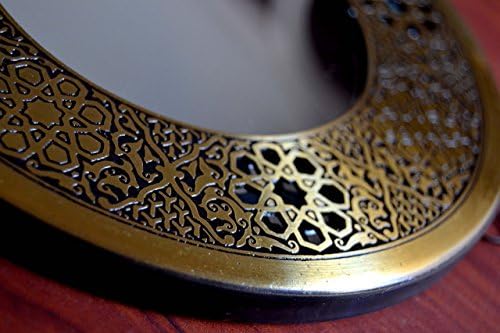 Round Mirror with Islamic Andalusian Craved Copper Frame, Home Wall Décor, Wall Hanging, Ornate Frame Mirror