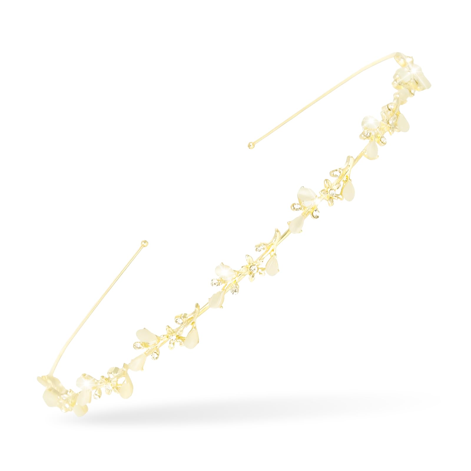 1 x Bridal Wedding Headband, Bridal Jewellery Gold Silver, Rhinestone Headbands for Women, Bridal Headband with Rhinestones, Crystal Flower Tiaras, Pearl Wedding Headband, Tiara, Girls' Headband