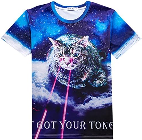 Amazon Co Jp ピゾフ Pizoff メンズ 宇宙柄 ネコ柄 電 面白 奇抜 オモシロ ｔシャツy1812 47 Xl 服 ファッション小物