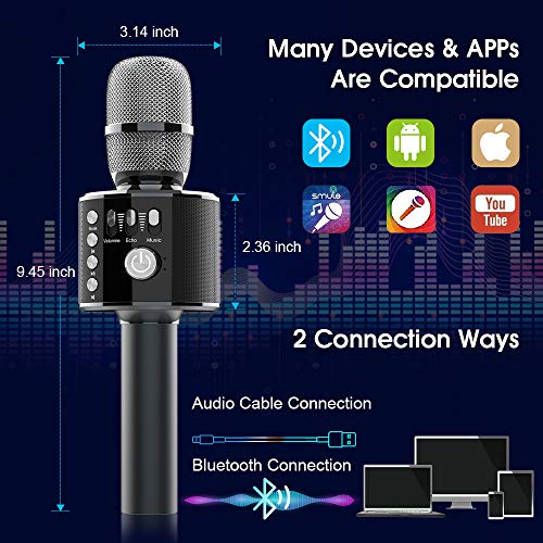 Bluetooth Microfono Karaoke, Xpreen Microfono Bambini Senza Fili Wireless Portatile Macchina da Karaoke per Android/iPhone/iPad/Sony/PC Smartphone