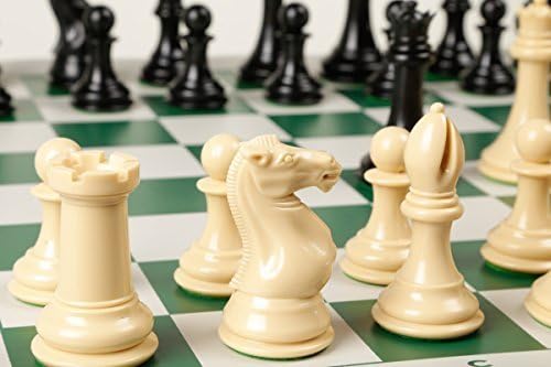 Quadruple Weight Tournament Natural Chess Set with Green Board? by Portland Chess Shop