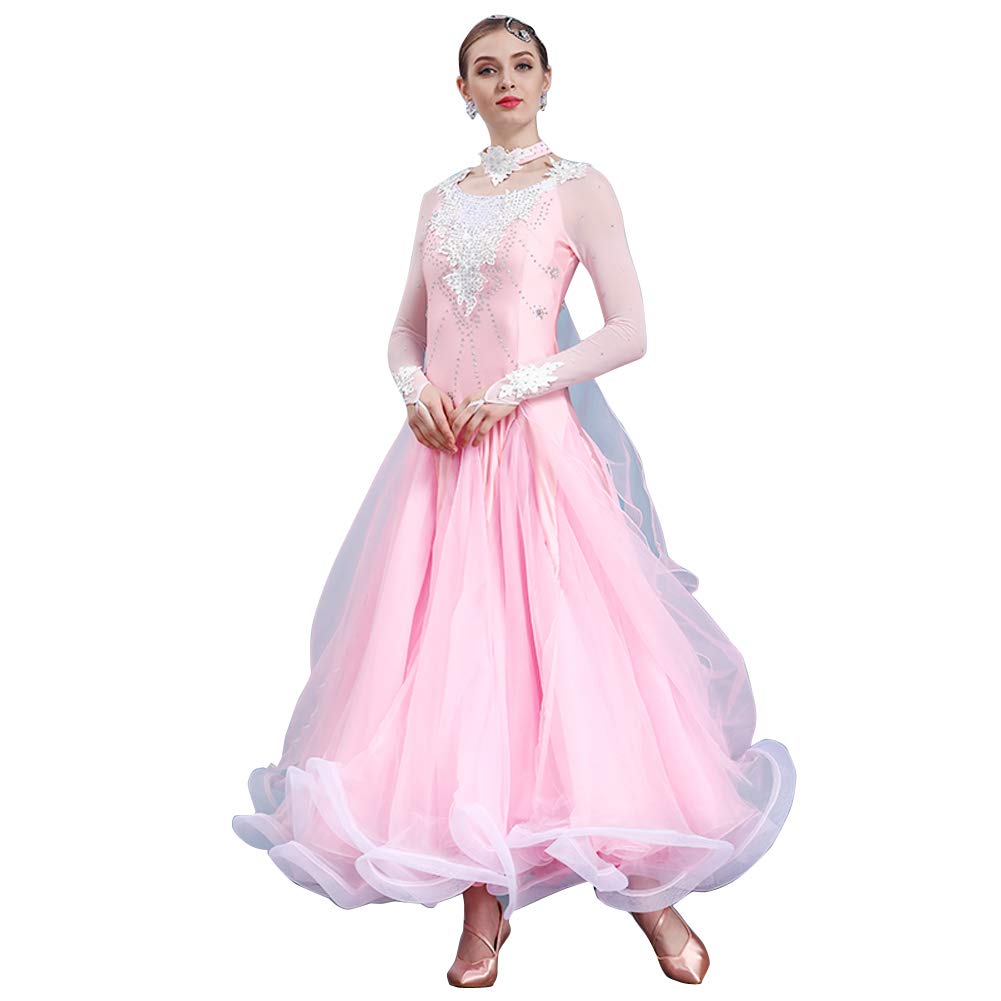 Xxl ピンク ピンク 豪華な社交ダンスドレス Xxl ダンスワンピース モダンダンス レッスン着 6色が選べる Lnight ルンバ B07kpxf7gc ワルツ専用ドレス 発表会用演出服 サンバ スタンダード練習着 競技用 フラメンコ 社交ダンス 数量は多 Elradarrenca Cl