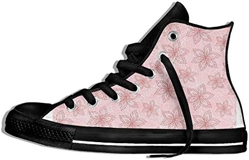 Mkajkkok Big Hand Drawn Flowers Pattern Spring Nature Bridal Wedding Theme Corsage Ladies Men's Fashionable High-heeled Lace Canvas Shoes.
