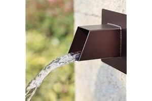 PONDO 2" Square Water Fountain Spout Scupper, 316 Stainless Steel Spillway w/Construction Spray Baffle for Pools, Ponds, Water Walls, Fountains (Brown)
