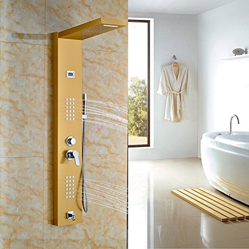 Rozin Temperature Display Rain Waterfall Shower Panel Tub Faucet
